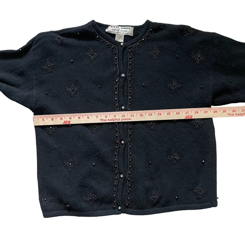 Kitty Hawk by Vivian Wang Embellished Wool Cardigan Sweater Women's Medium Black - Picture 7 of 7